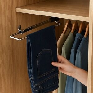 Closet Pull Out Pants Rack – Retractable Sliding Wardrobe Hanger, Space Saver
